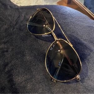 Vintage Gold Aviator Sunglasses with sepia and cool tone gradient lenses